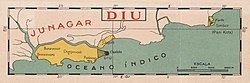 Map of Diu showing Gogolá