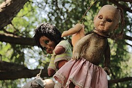 Dolls in the Xochimilco Dolls′ Island.