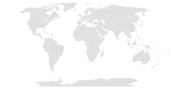 Map indicating locations of Albania and Israel