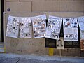 Newspaper clips and mementos of desaparecidos.