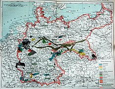 Deutsches Reich um 1890. Bodenschätze und Industrie, mit einem Schwerpunkt in Sachsen