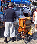 Lirekassespiller i Warnemünde i Tyskland 2004.