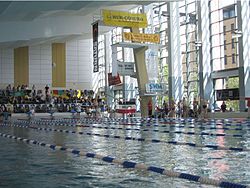 Innenansicht der Elbe-Schwimmhalle