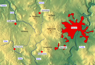 Übersichtskarte über das Habichtswälder Bergland