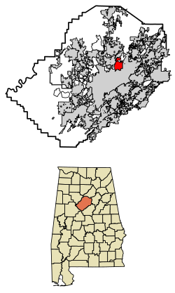 Location of Tarrant in Jefferson County, Alabama.