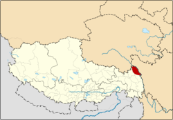 Location of Jomda County within Tibet