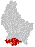 Lage von Esch an der Alzette im Großherzogtum Luxemburg
