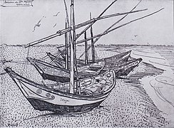 改编自: Fishing Boats on the beach at Saintes-Maries 