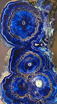 Azurite stalactite xsec, Royal Ontario Museum