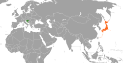 Haritada gösterilen yerlerde Croatia ve Japan