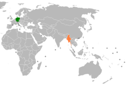 Map indicating locations of Germany and Myanmar