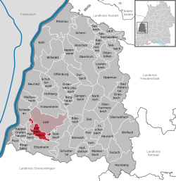 Elhelyezkedése Baden-Württemberg térképén