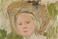 Yağlı boya eskizi. Siyah Rozetli Şapka Takan Çocuk, Mary Cassatt, y. 1910