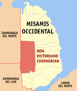 Map of Misamis Occidental with Don Victoriano Chiongbian highlighted