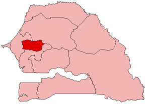 Harta regiunii Diourbel în cadrul Senegalului