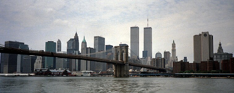 The Twin Towers of the World Trade Center (1973–2001) in Lower Manhattan by Minoru Yamasaki (1913–1986)