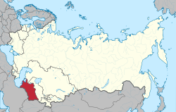 Sovyetler Birliği içerisinde Türkmenistan SSC'nin yeri (kırmızı).
