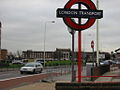 Becontree Heath Bus Station with Barking and Dagenham Civic Centre in background.