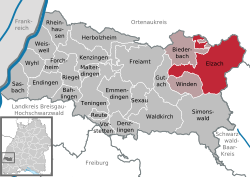 Elhelyezkedése Baden-Württemberg térképén