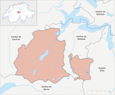 Mapa konturowa Obwalden, na dole nieco na prawo znajduje się punkt z opisem „Gross-Titlis-Schanze”