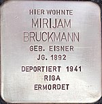 Stolperstein für Mirijam Bruckmann (Südwall 34)