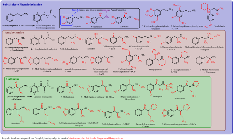 Substituierte Phenylethylamine und deren Untergruppen