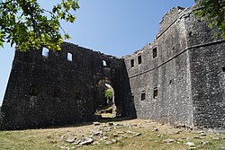 Një hartë reliev e Greqisë moderne, me vendndodhjen e betejës të shënuar.