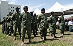 Belize Defence Force soldiers in a ceremony