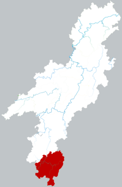 Location of Tongdao Dong Autonomous County within Huaihua