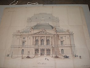 Progetto originale della facciata ovest del teatro di Fiume (1882)