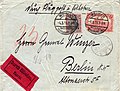 Briefumschlag, Flugpost von der Weimarer Nationalversammlung nach Berlin am 1. März 1919