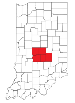 Location of teams in Hoosier Legends Conference