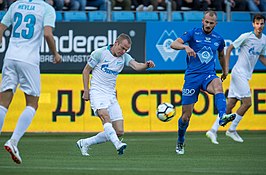 Hestad (in het blauw) in 2018 als speler van Molde FK