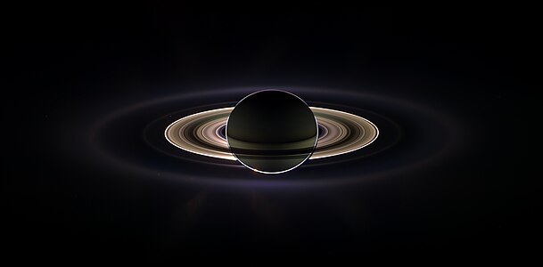 Cassini'den gözüken Satürn ve Güneş tutulması. (Üreten: NASA/JPL/Space Science Institute)
