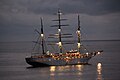 Sea Cloud II anchored in Martinique at night