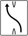 501-10 Überleitungstafel; Darstellung ohne Gegenverkehr: einstreifig nach links