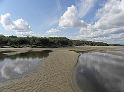 Drooggevallen deel van de Tabaginskaja in de zomer