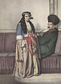 Elle boyama, Voyage à Athènes et à Constantinople. Ermeni Prensi ve eşi (Duzoglou).