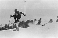 Gerhard beim Abfahrtslauf der Olympische Spiele 1968