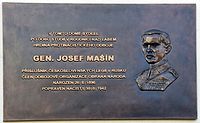 Memorial plaque of General Josef Mašín (2016), Roudnice nad Labem