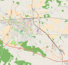 Mapa konturowa Zduńskiej Woli, na dole po prawej znajduje się punkt z opisem „Karsznice”