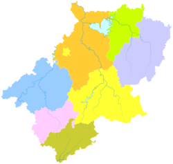 Jing County is the westernmost division in this map of Xuancheng