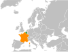 Location map for Belgium and France.