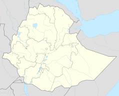 Mapa konturowa Etiopii, w centrum znajduje się punkt z opisem „Debre Zejt”