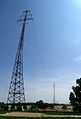 138 m hoher Mast der Rhein-Freileitungskreuzung Voerde, zum Bauzeitpunkt 1926 gehörten diese zu den höchsten Masten der Welt