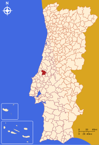 Porto de Mós belediyesini gösteren Portekiz haritası