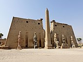 Pylon of the Luxor Temple (Luxor, Egypt), with an obelisk in front, circa 1400 BC