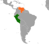 Location map for Peru and Venezuela.