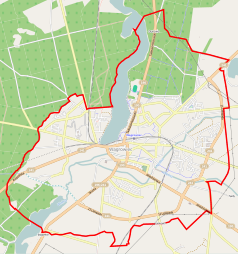 Mapa konturowa Wągrowca, w centrum znajduje się punkt z opisem „Telewizyjna Stacja Retransmisyjna Wągrowiec”