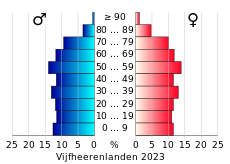 Bevolkingspiramide van de gemeente Vijfheerenlanden